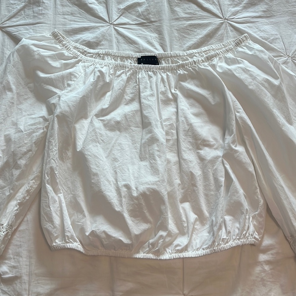 Sanctuary Women’s white long sleeve cotton blouse with sleeve detailing